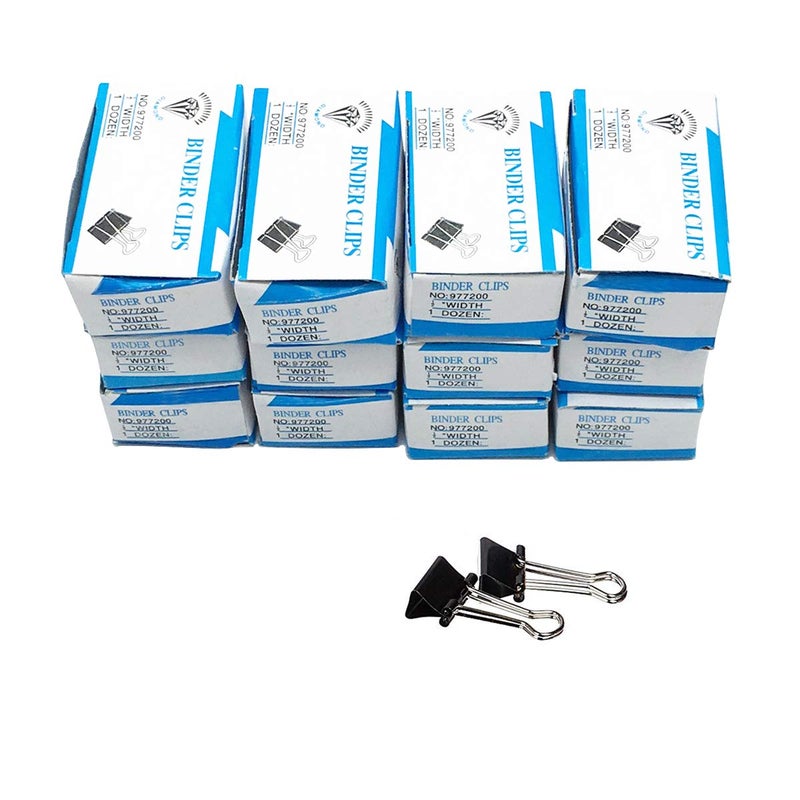 COMOK 1/2 Inches Mini Binder Clips, 12 per Pack, 12 Pack for Office Work, Archive Work, Document Organizing, Black, Medium - Image 1